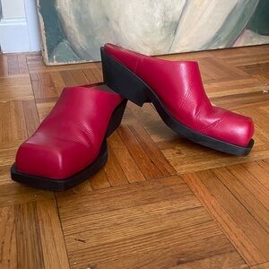 Marni Red Slip On Sabot Clogs